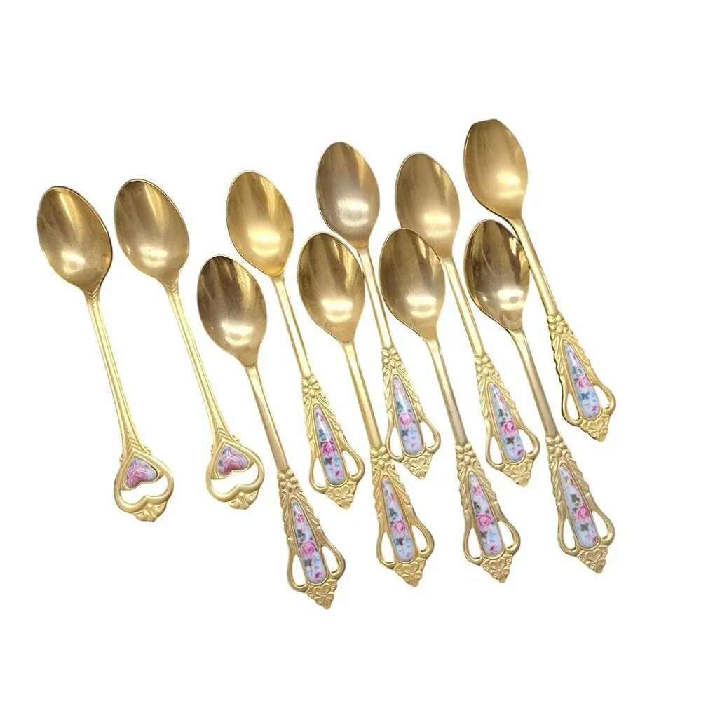 Vintage Royal Albert Tea Set Floral Lavender Rose Gold-Plated Spoons VL4021